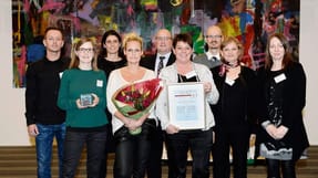 De stolte vindere fra ISS Food Hygiene, da de torsdag 27. november modtog Arbejdsmilj&oslash;Prisen 2014.