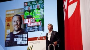 Per Christensen, der her ses p&aring; talerstolen p&aring; 3F's kongres i 2016, genopstiller som forbundsformand for 3F. 