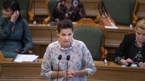 SF-formand Pia Olsen Dyhr havde tirsdag også fokus på minksagen under spørgetimen med statsministeren.