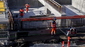 Antallet af udl&aelig;ndinge i arbejde i Danmark er fordoblet p&aring; ti &aring;r. Billedet er fra byggeriet af Femern B&aelig;lt-tunnelen.  