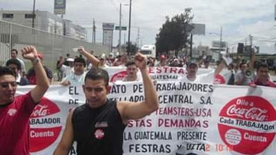 Coca-Colas ansatte i Guatemala har l&aelig;nget k&aelig;mpet for bedre forhold. Her fra en tidligere demonstration.