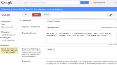 Det tager ingen tid at oprette en postliste hos Google.