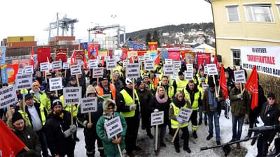 Tyrkiske Yilport vil ikke sikre ordnede forhold p&aring; containerhavnen i Oslo. Derfor demonstrerede havnearbejderne i februar.