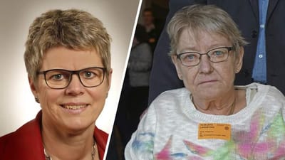 Dorte Pedersen (th.) fik nej til f&oslash;rtidspension, selvom hun sidder i k&oslash;restol og f&aring;r hjemmehj&aelig;lp fire gang dagligt. Nu tager byr&aring;dsmedlemmet Hanne Klit (S) aff&aelig;re.