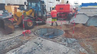 En ansat gravede i G&oslash;dstrup med en skovl omkring en br&oslash;nd, som ikke var d&aelig;kket af, og hvor der var syv meter ned. Arbejdstilsynet stoppede omg&aring;ende det farlige arbejde.