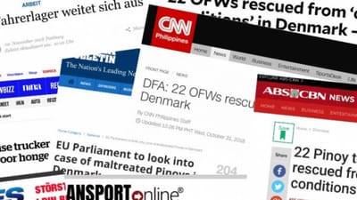 Medier fra både USA, Europa og Asien følger med i sagen om de underbetalte filippinske chauffører, som blev indlogeret i en slumlejr i Padborg.