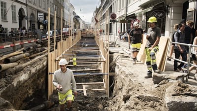 Etablering af fjernvarme i Bredgade i det centrale København. De kommende år bliver der brug for masser af struktører til at grave ud til flere fjernvarmerør.