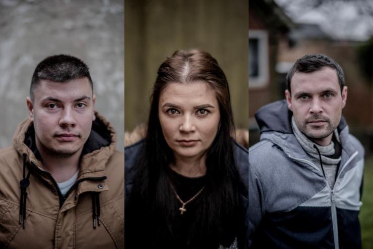 Andrei-Cosmin Vornicu (tv.), Alexandra-Alisa Patrasc og Robert Patrasc er blandt de 3F'ere, der er blevet fyret af Hejrskov Mælk ApS. 