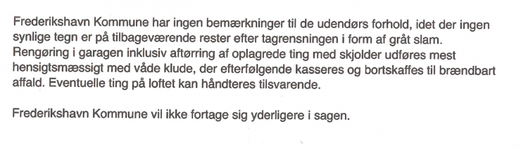 Uddrag af Frederikshavns Kommunes svar til Allan Rasmussen.