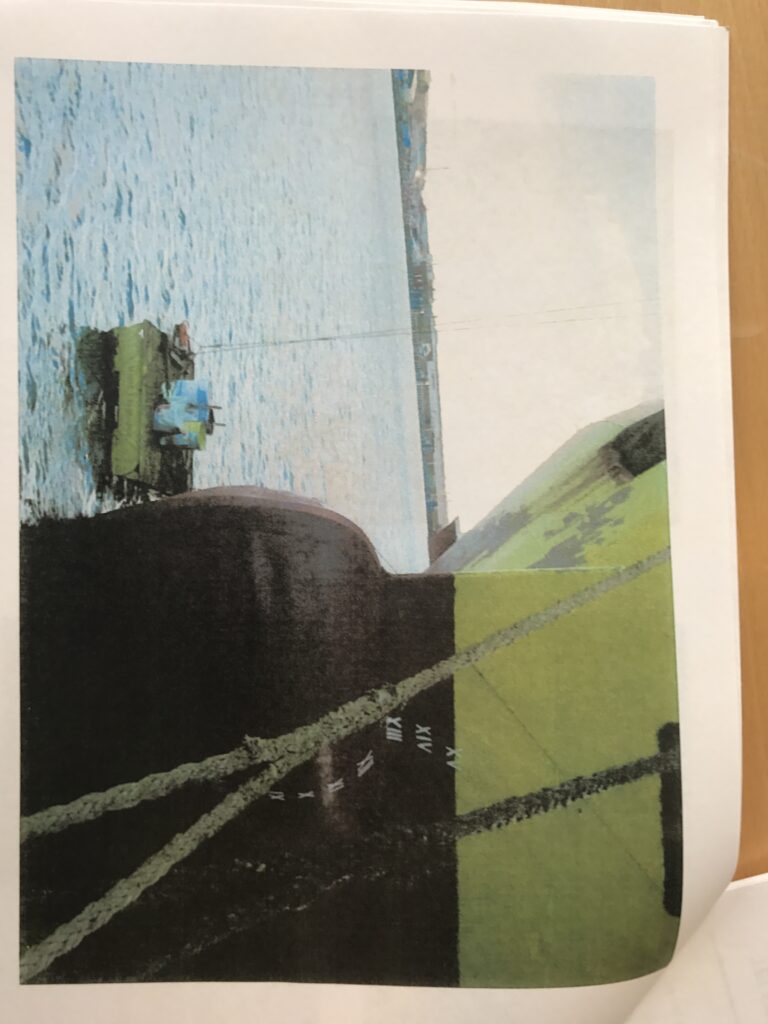 Her er et billede af den tømmerflåde, hvor sømanden arbejdede fra.