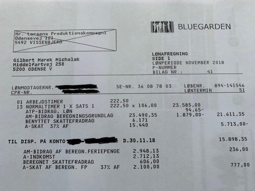 Det polske par har tjent 106 kr. i timeløn for alle timer. I februar 2019 steg deres timeløn til 115 kr. for alle timer.