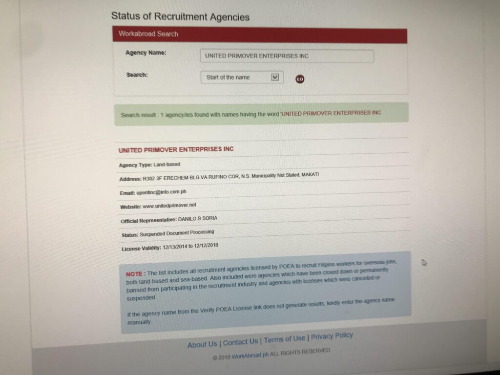 Her fremgår det, at selskabet er ”suspended”.