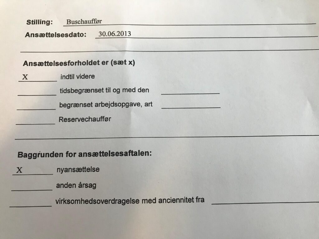 Fra Bent Andreassens fire siders kontrakt.