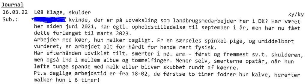 Lægejournal for den 29-årige kvinde.